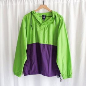 GAP Retro 90s Colorblock Hooded Pullover Windbreaker Green Purple Large